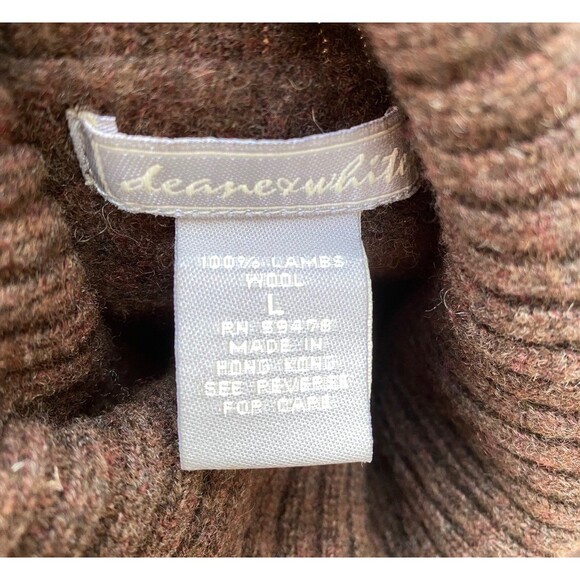 Deane & White Lambswool Argyle Turtleneck Sweater Brown Size L Cabincore - Picture 11 of 11